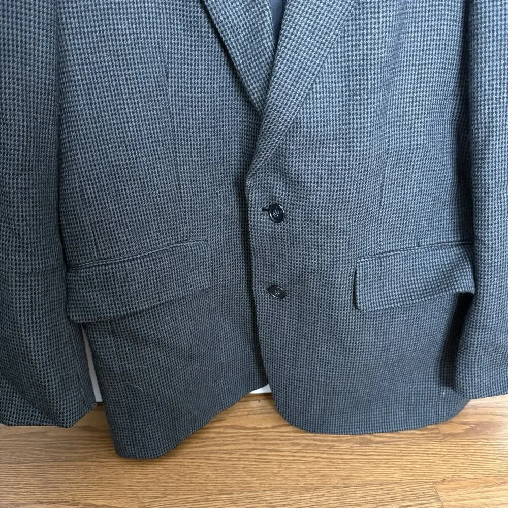 Club Room Mens 100% Wool Blazer Gray Check 2 Button Sport Coat Macy’s Jacket